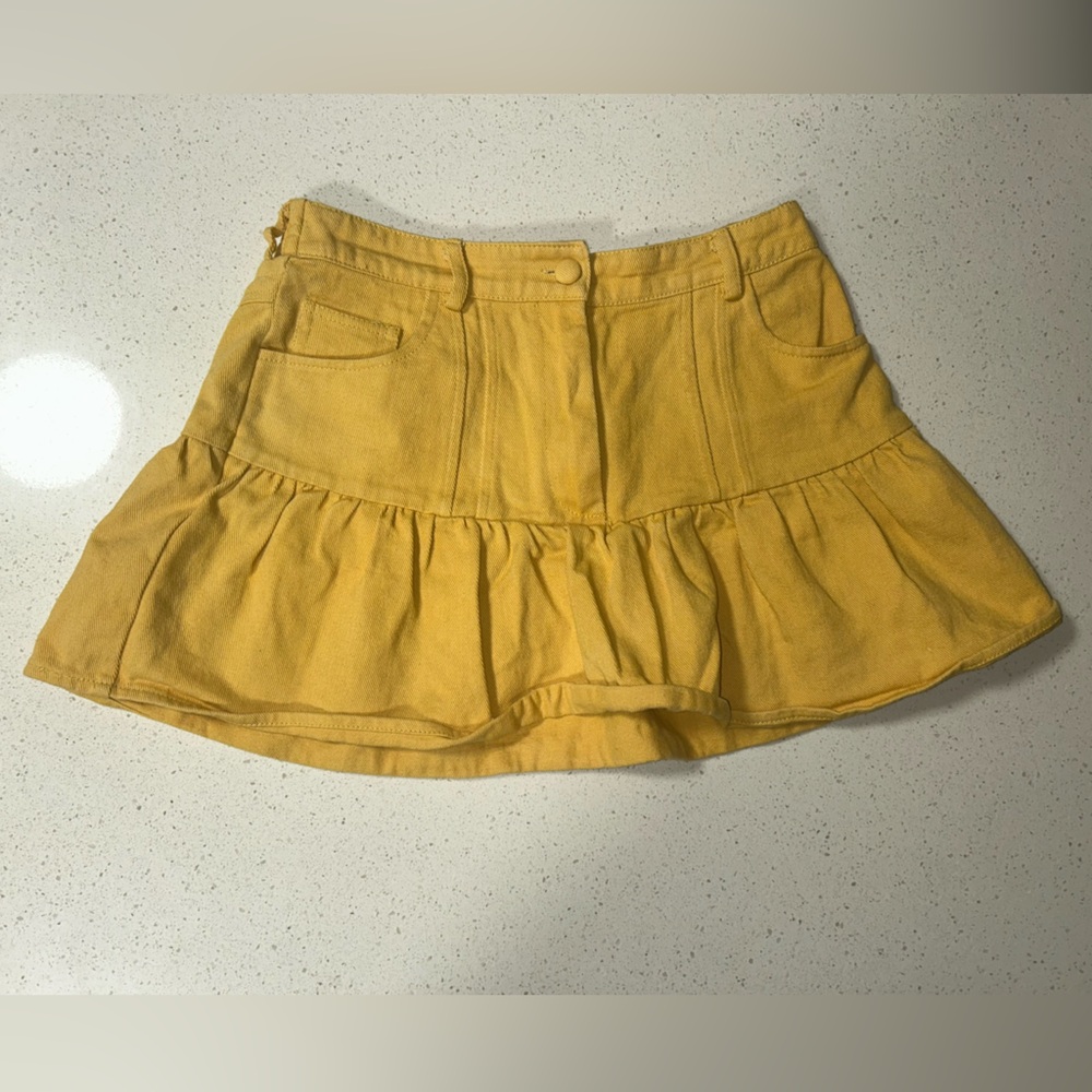 Listicle Mustard Yellow Ruffled Skirt